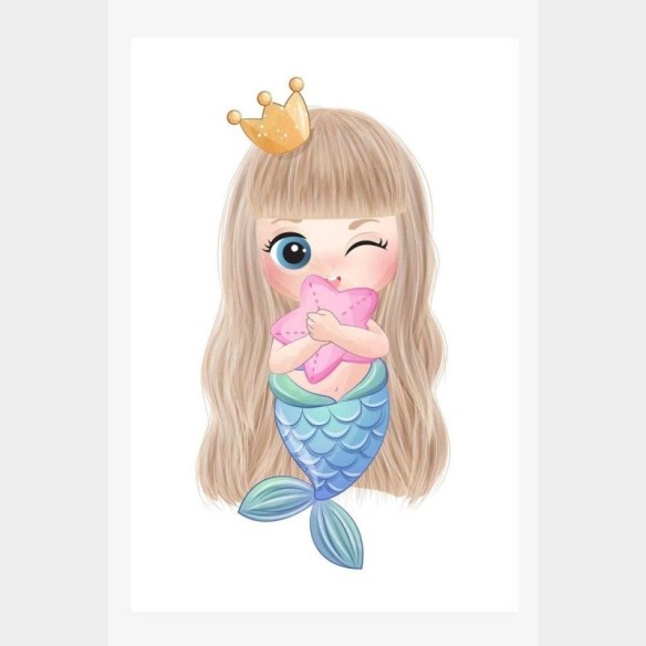 Poster Decorativo Infantil Sereia N014238