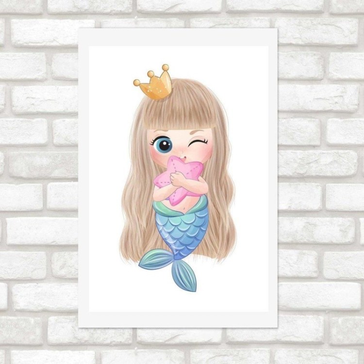 Poster Decorativo Infantil Sereia N014238