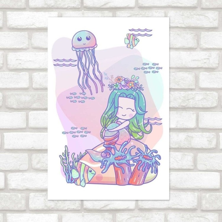 Poster Decorativo Infantil Sereia N014240