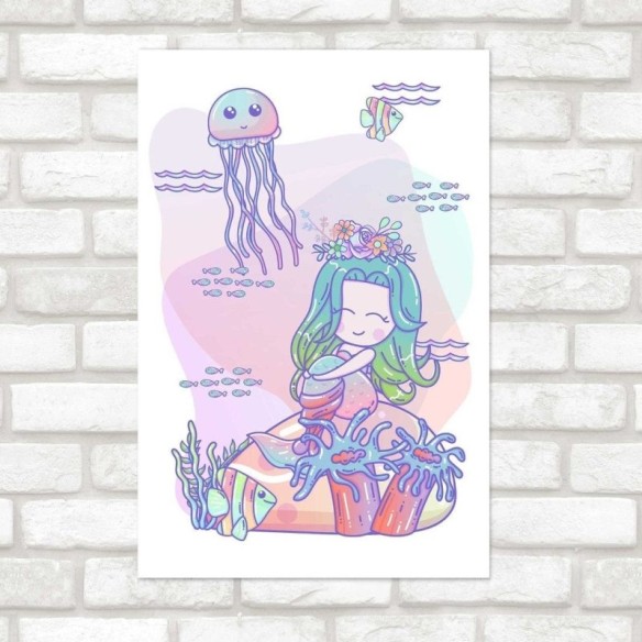 Poster Decorativo Infantil Sereia N014240