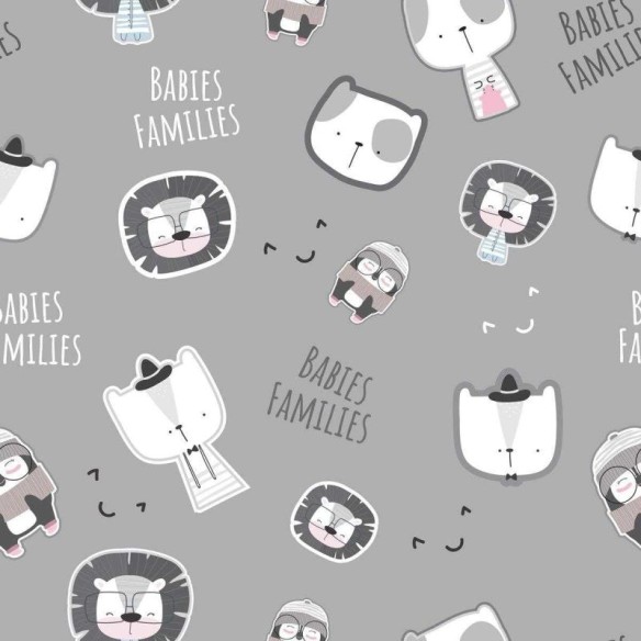 Papel de Parede Adesivo Animais minimalista Cinza N04293