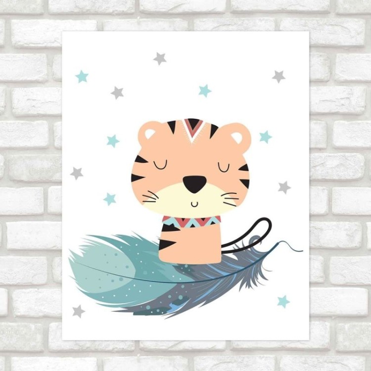 Poster Decorativo infantil tigre pena PA0125