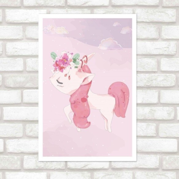 Poster Decorativo Infantil Unicórnio Aquarela N015246