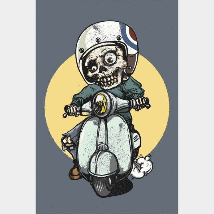 Poster Decorativo Jovem Caveira na Moto N015262
