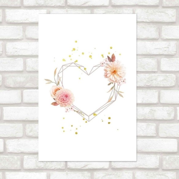 Poster Decorativo Jovem Coração Floral N016089