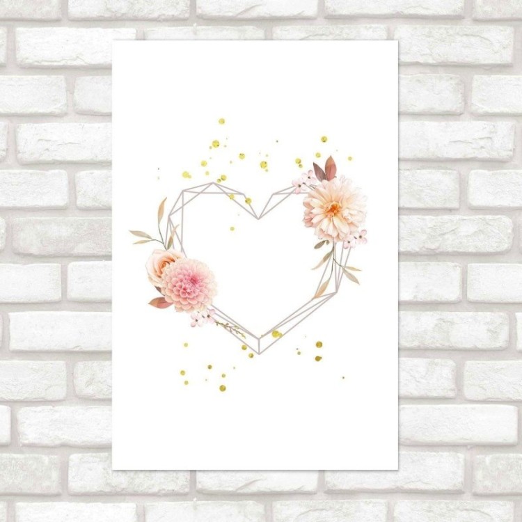 Poster Decorativo Jovem Coração Floral N016089