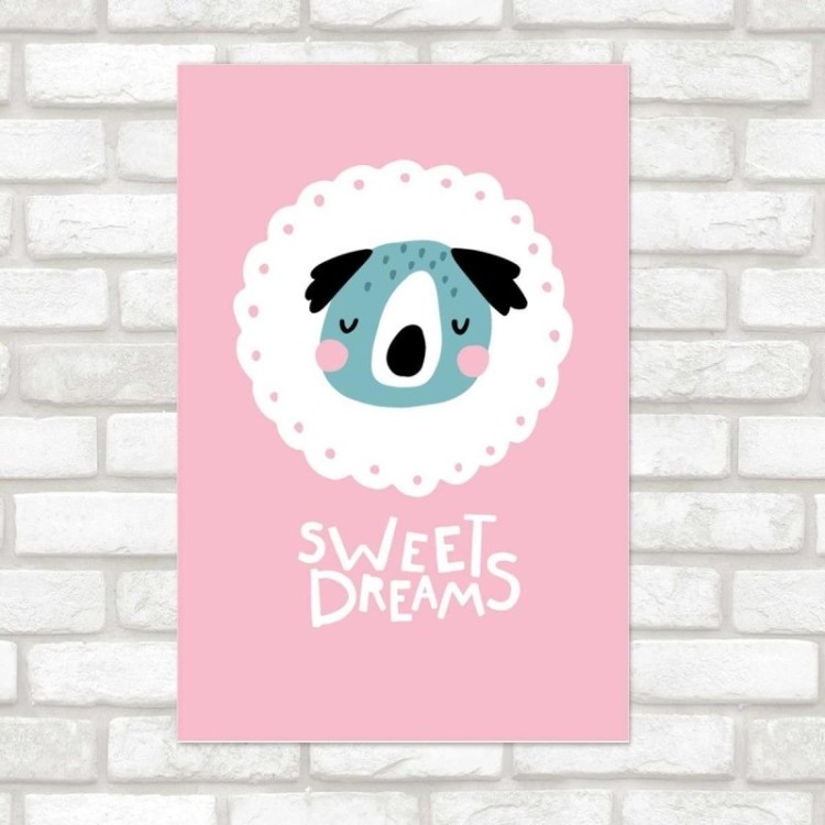 Poster Decorativo Koala Minimalista Rosa e Azul N07212