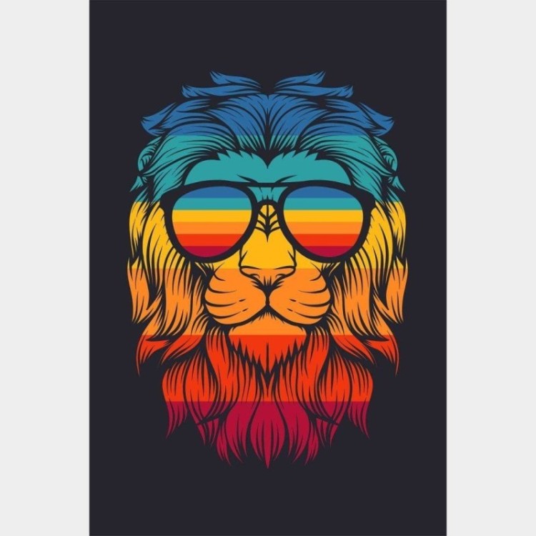 Poster Decorativo Leão Colorido N014250