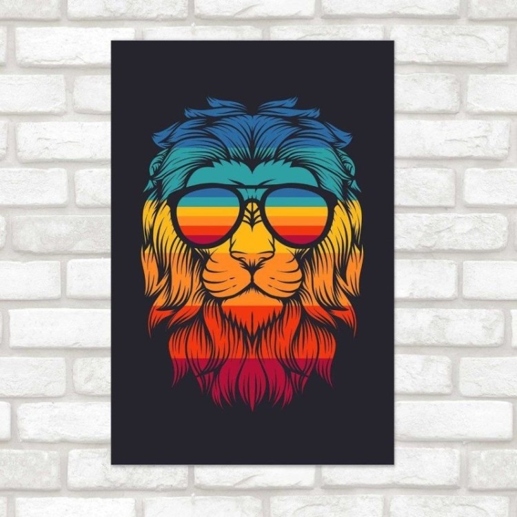 Poster Decorativo Leão Colorido N014250