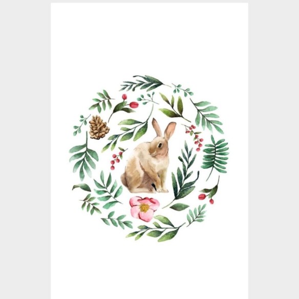 Poster Decorativo Lebre Folhas e Pinha N07246