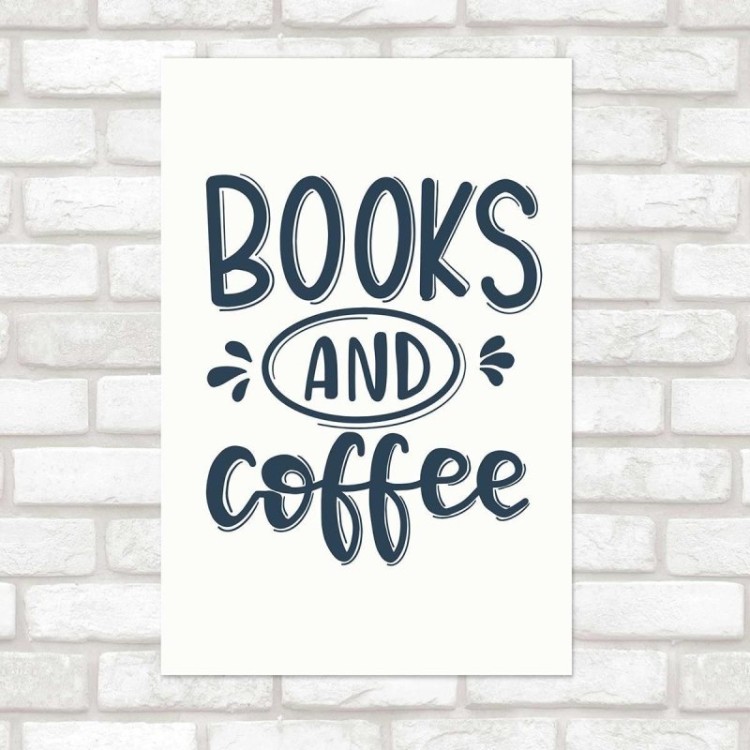 Poster Decorativo Lettering Books And Coffe...