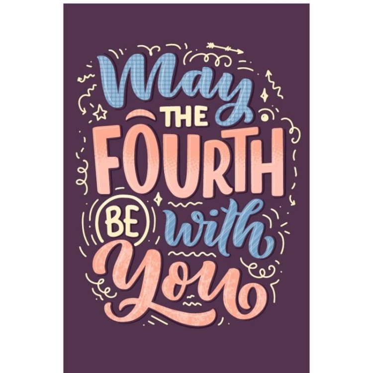 Poster Decorativo Lettering Colorido fundo Roxo...