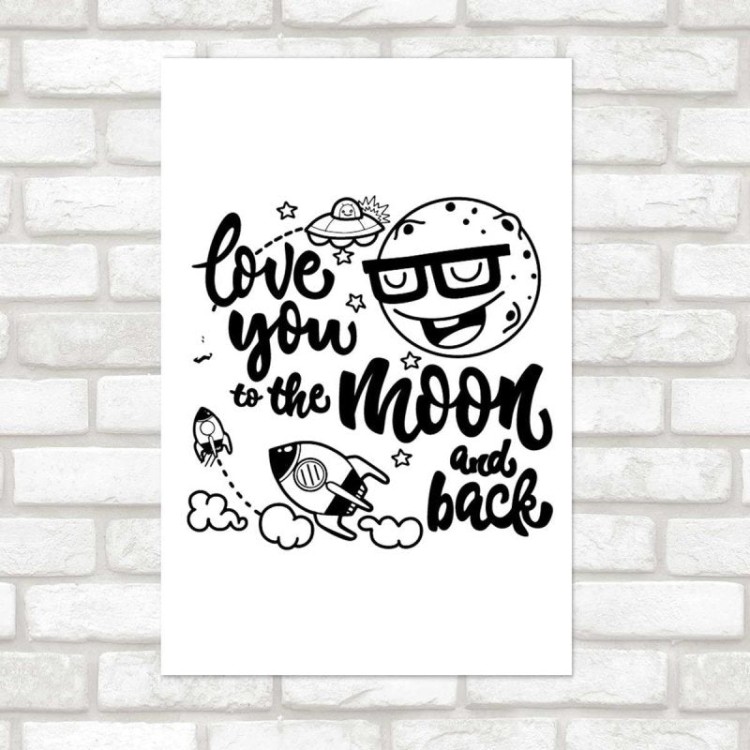 Poster Decorativo Lettering Love you to the moon and back N07273