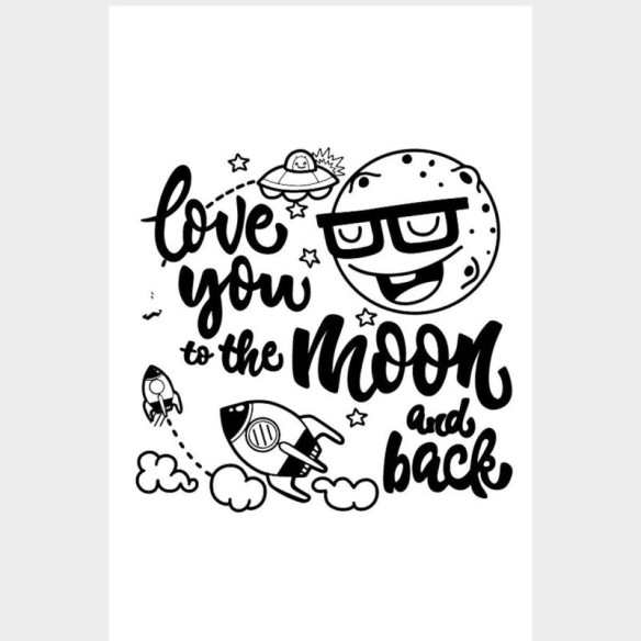 Poster Decorativo Lettering Love you to the moon and back N07273