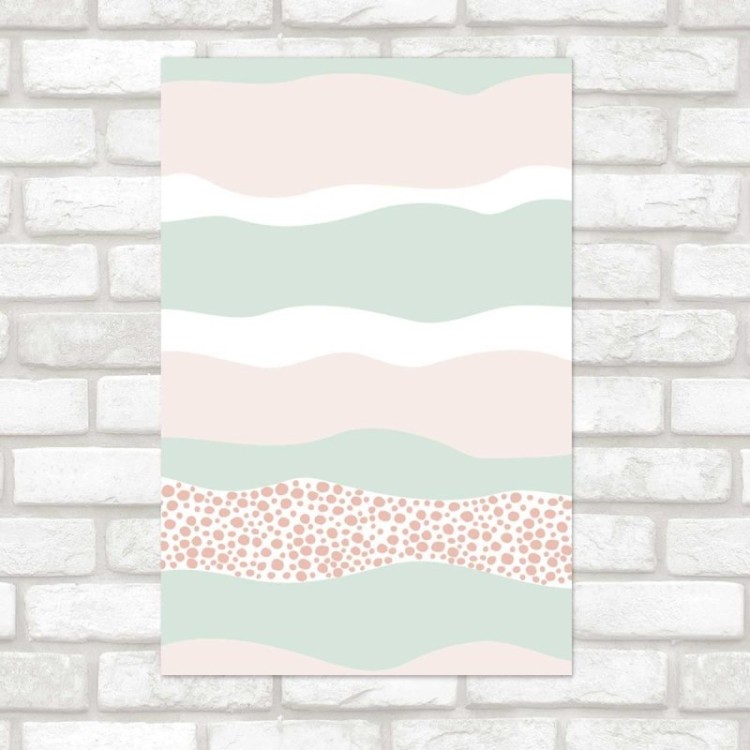 Poster Decorativo Listras Abstratas Rosa e...