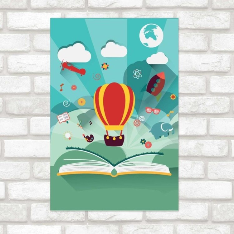 Poster Decorativo Livro Balão Avião Foguete N07207