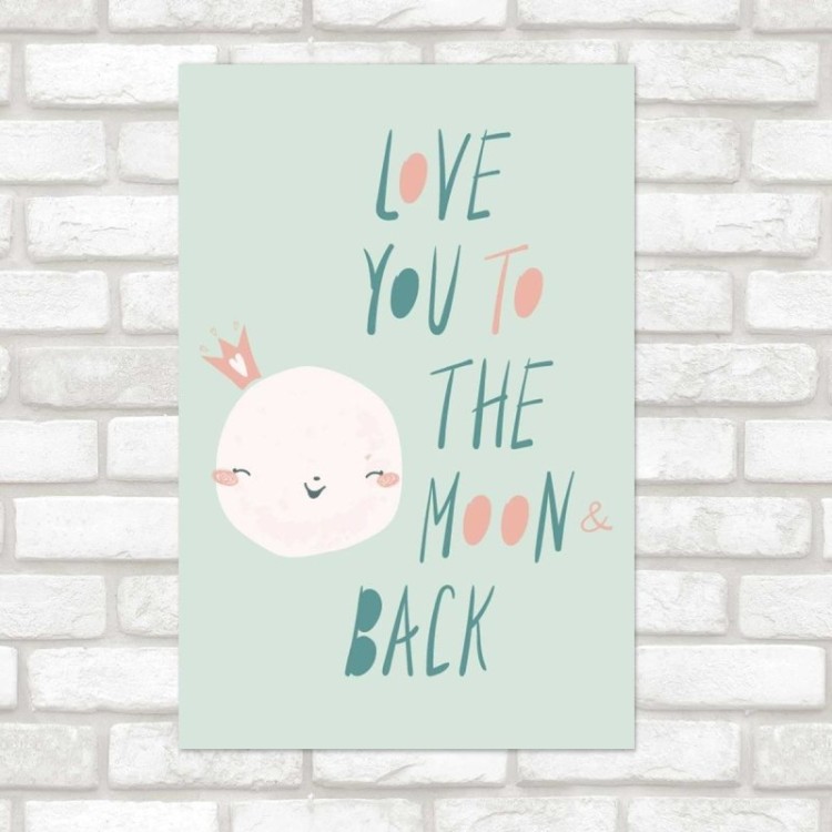 Poster Decorativo Lua Minimalista Lettering N07280