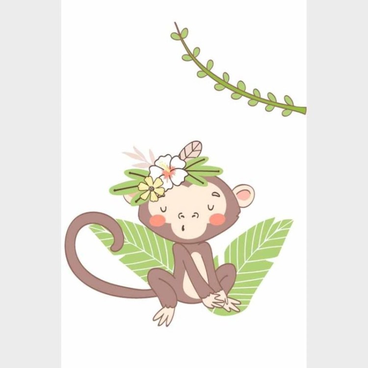 Poster Decorativo Macaco Flores E Folhas N09249