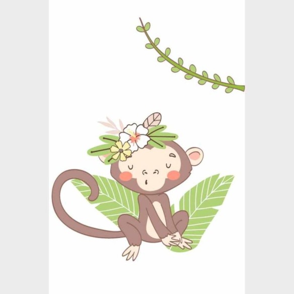Poster Decorativo Macaco Flores E Folhas N09249