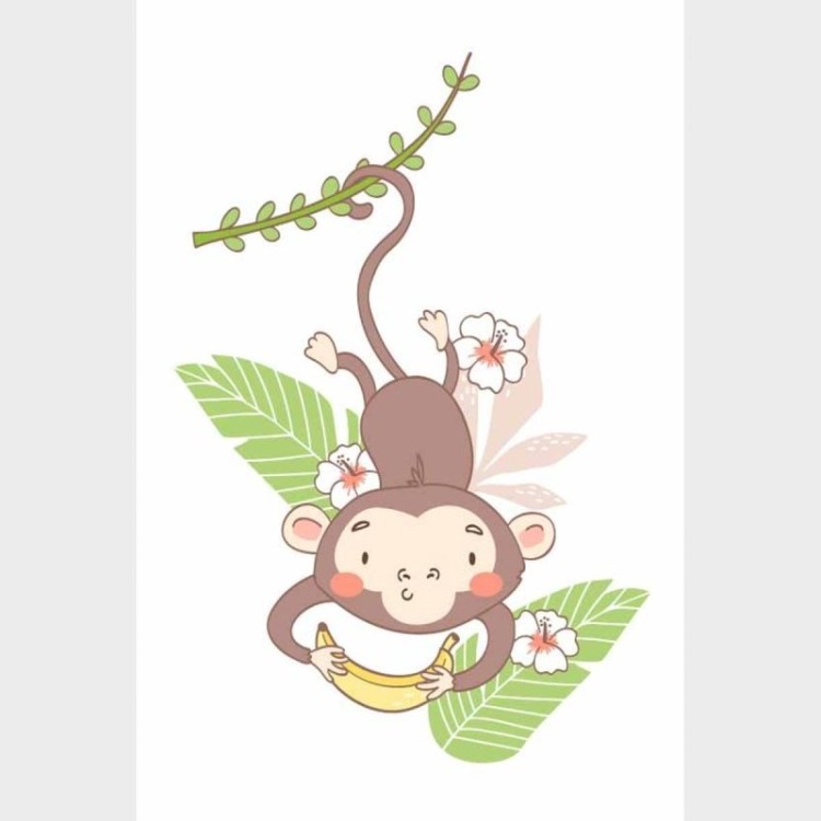 2022 novo desenho animado: pequeno macaco sentado em uma árvore de banana.  Corte de metal morrer é usado para o processo de corte de papel e cartão de  visita - AliExpress