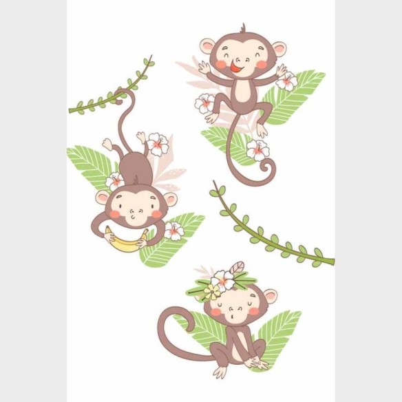 Poster Decorativo Macacos Flores E Folhas N09248