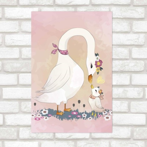 Poster Decorativo Mamãe Cisne E Filhote N09276
