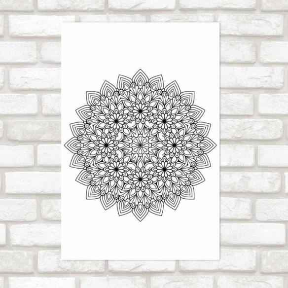 Poster Decorativo Mandala De Flores Monocromática N09281