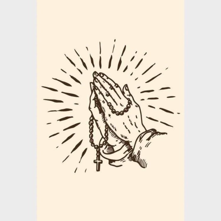 Poster Decorativo Mãos Com Terço N09284