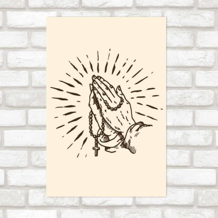 Poster Decorativo Mãos Com Terço N09284
