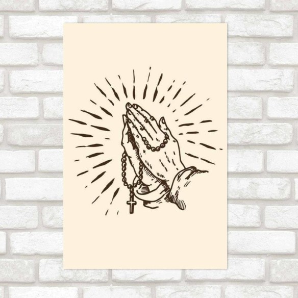 Poster Decorativo Mãos Com Terço N09284