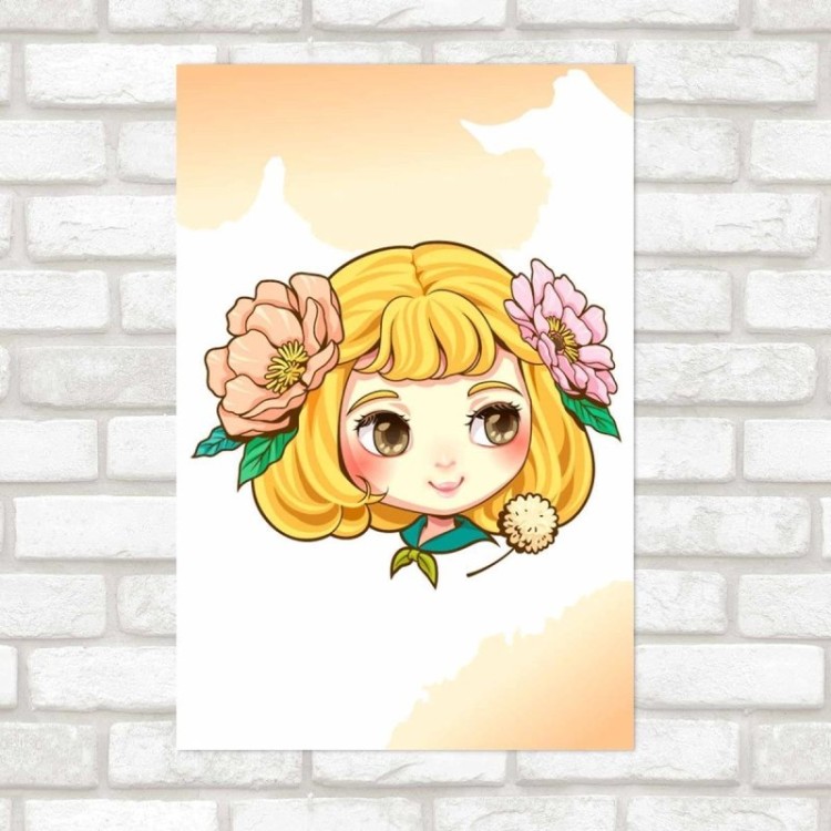 Poster Decorativo Menina Loira Com Flores N09270