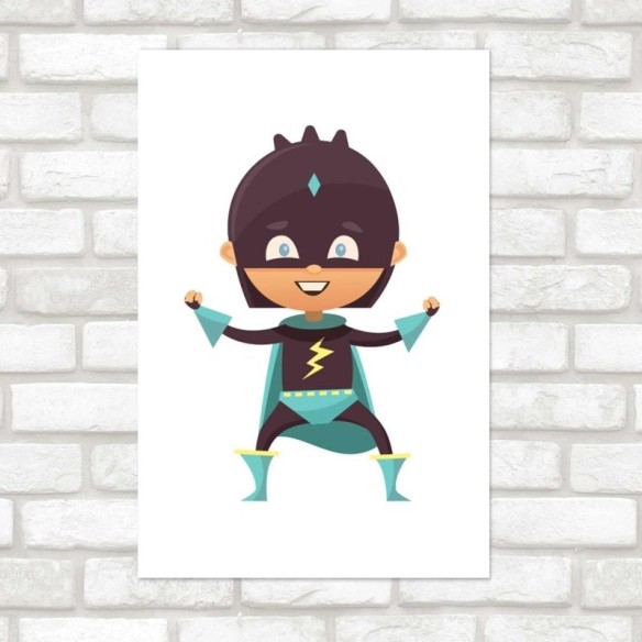Poster Decorativo Menino Herói Preto e Verde N07220