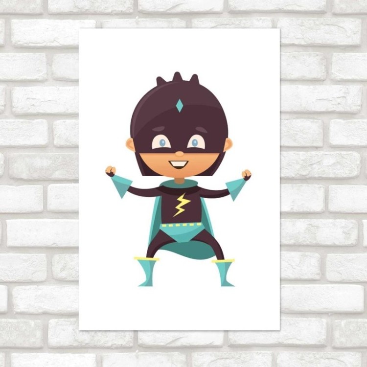 Poster Decorativo Menino Herói Preto e Verde...