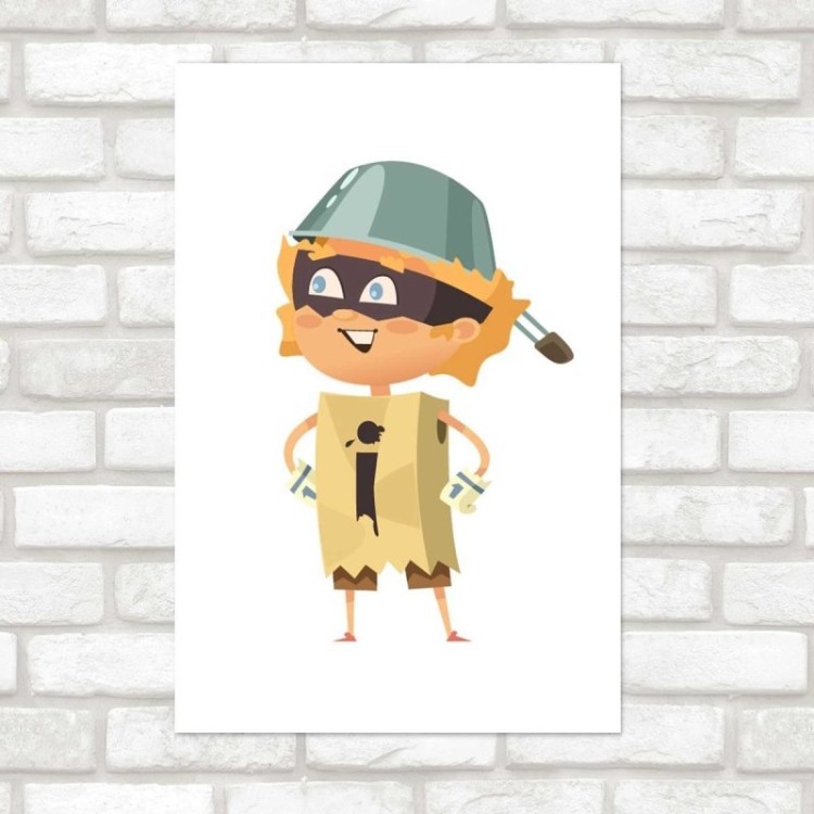 Poster Decorativo Menino Herói Saco de Papel...