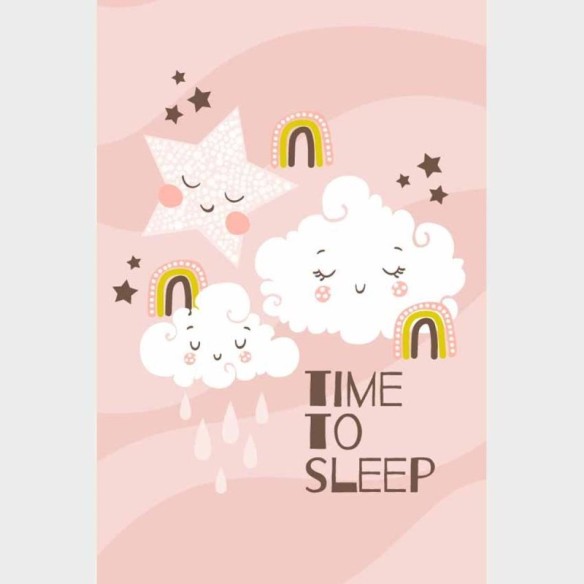 Poster Decorativo Nuvens E Estrelas Rose N09245