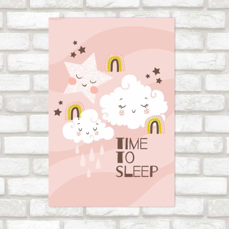 Poster Decorativo Nuvens E Estrelas Rose N09245