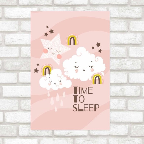 Poster Decorativo Nuvens E Estrelas Rose N09245