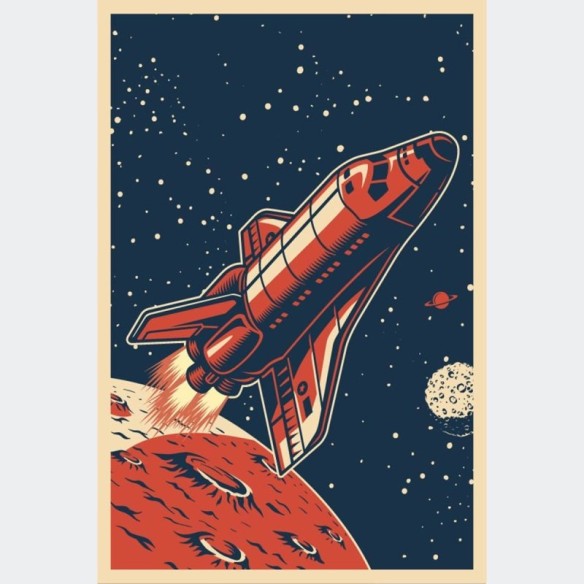 Poster Decorativo Ônibus Espacial Retrô N07236