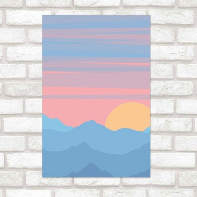 Poster Decorativo Paisagem Montanhas Por do Sol N015237