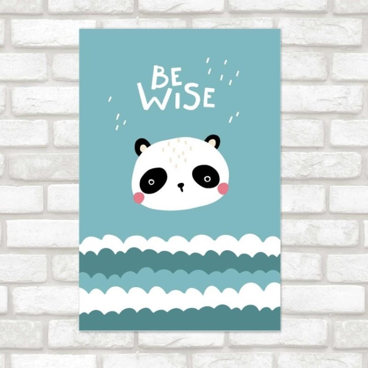 Poster Decorativo Panda Minimalista Seja Sábio...