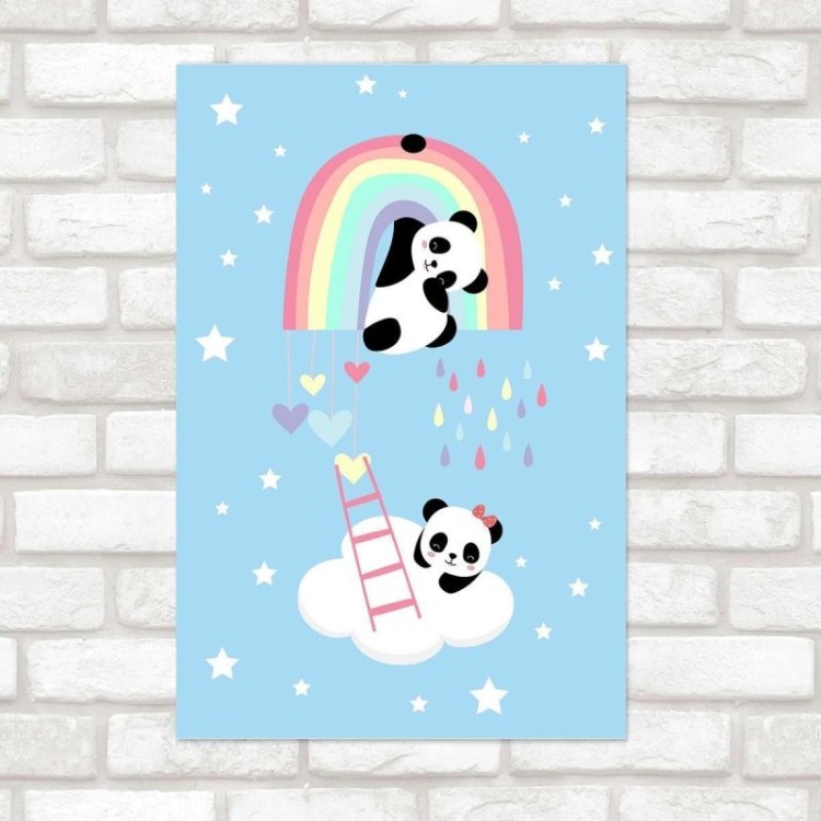 Poster Decorativo Pandas No Céu N010235