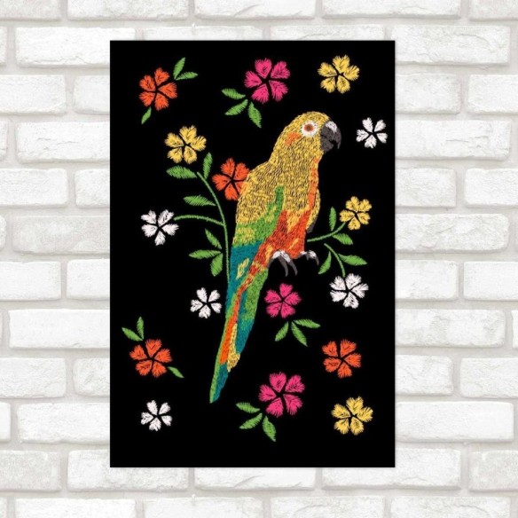 Poster Decorativo Papagaio E Flores N09241