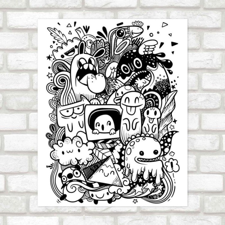 Poster Decorativo para colorir monstros PA012
