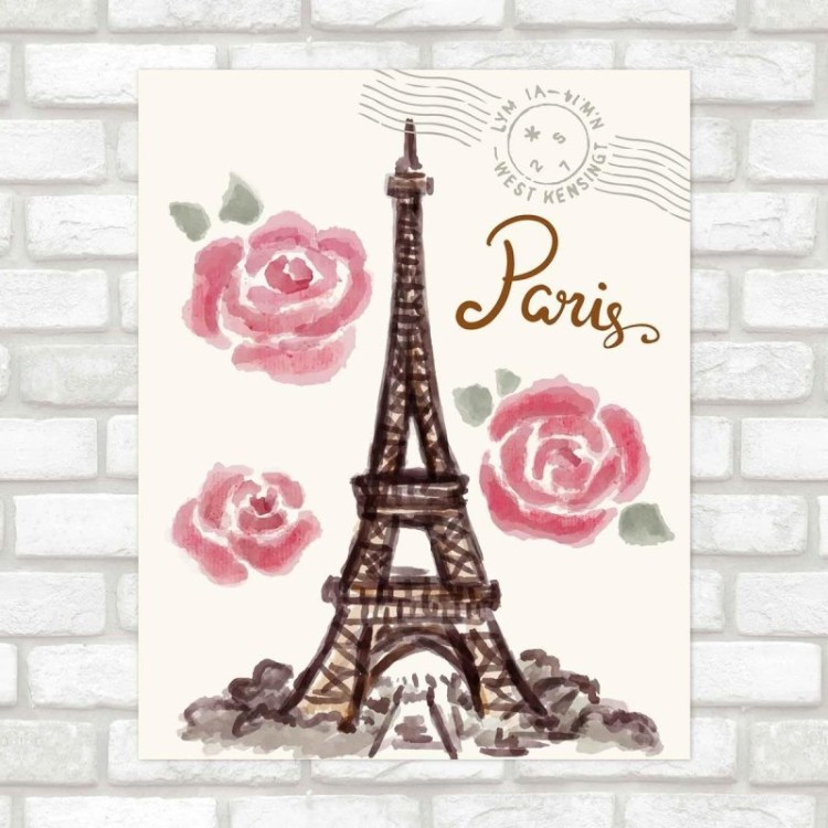 Poster Decorativo paris rosas PA017