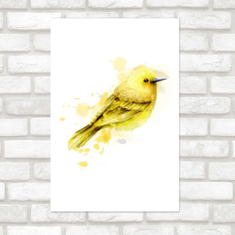Poster Decorativo Pássaro Amarelo Aquarela N07237