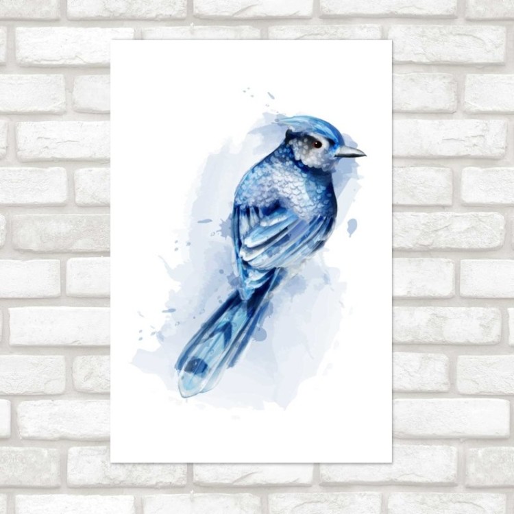 Poster Decorativo Pássaro Azul Aquarela N08017