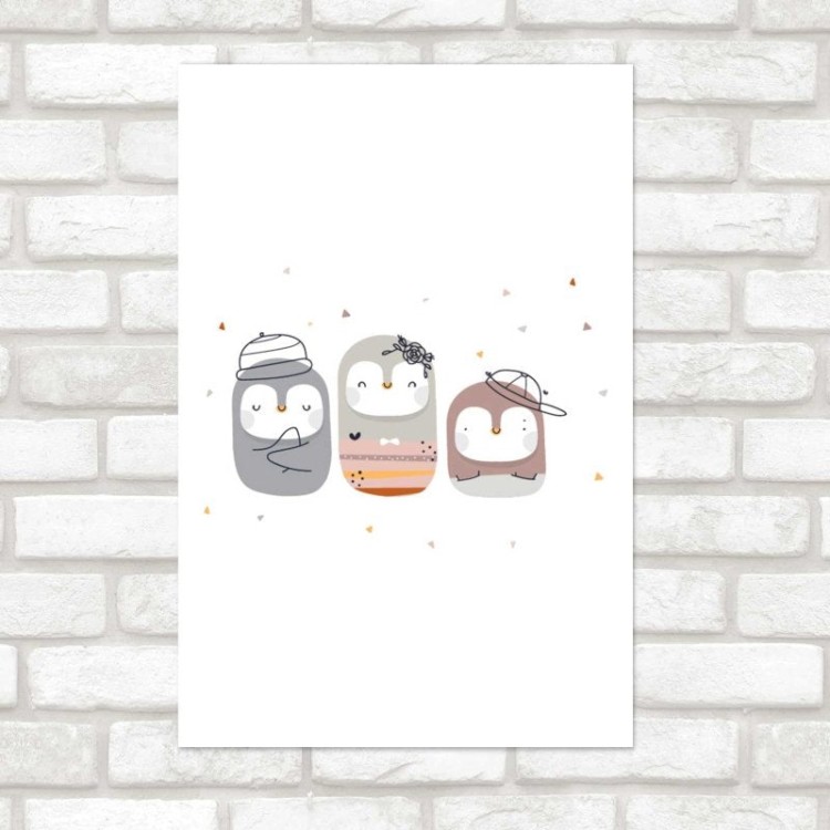Poster Decorativo Pinguins Fofos Cartoon N08279
