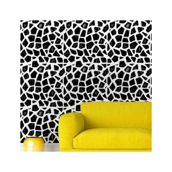 Papel de Parede Adesivo Animal Print Girafa Branco Preto 5196722831