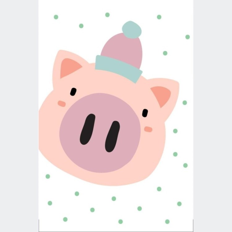 Poster Decorativo Porquinho Minimalista de...