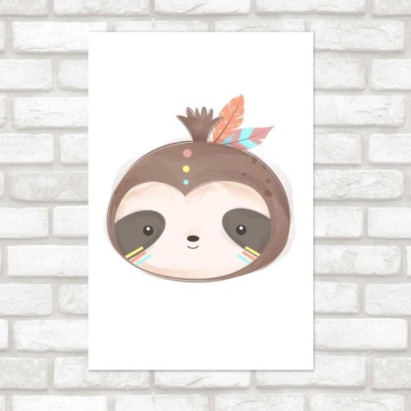 Poster Decorativo Preguiça Índio Minimalista N07244